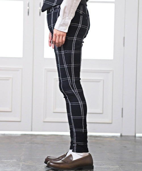 LUXSTYLE(ラグスタイル)の「ジャガードイージーチェックパンツ(その他パンツ・メンズ・ネイビー/ブラック×グレー・M/L/XL)」の9枚目の写真