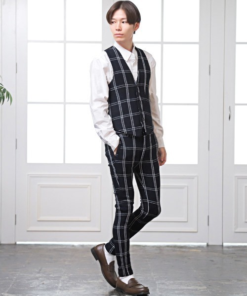 LUXSTYLE(ラグスタイル)の「ジャガードイージーチェックパンツ(その他パンツ・メンズ・ネイビー/ブラック×グレー・M/L/XL)」の17枚目の写真