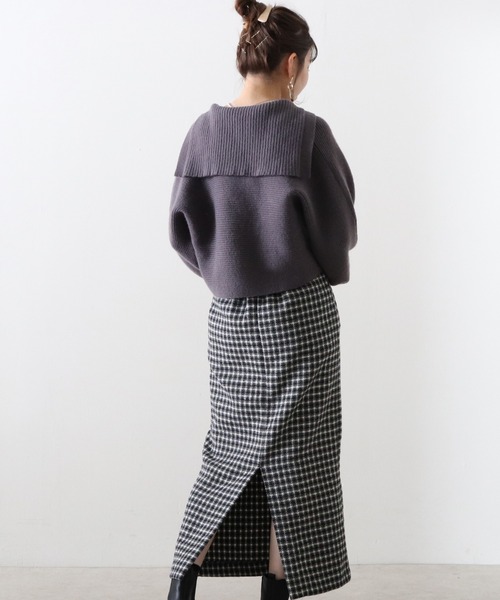 Cheek(チーク)の「短丈畦セーラーニットプルオーバー(ニット/セーター・レディース・オフホワイト/チャコールグレー/モカ・MEDIUM)」の19枚目の写真