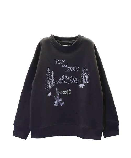 Tom&Jerry(トムアンドジェリー)の「TOM&JERRY×JUNK SOUL OUTDOOR / 山でビックリTOM プリントトレーナー (M4)(スウェット・キッズ・チャコールグレー/ベージュ系その他・160/100/110/120/130/150/140)」の2枚目の写真