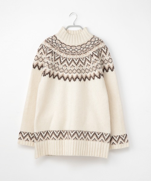 セール】ノルディック柄ハイネックローゲージニット 259469（ニット