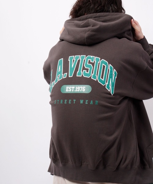 VISION STREET WEAR（ヴィジョンストリートウェア）の「VISION STREET WEAR 裏毛ZIPパーカー（パーカー・メンズ・チャコールグレー/ネイビー/グリーン/キナリ・LL/M/L）」の12枚目の写真