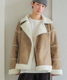 improves | フェイクムートン ワイド ダブルライダース ジャケット(ムートンコート)