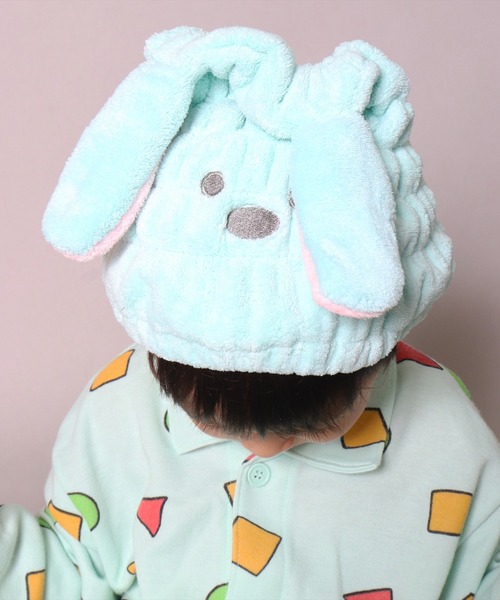 BAYBLO(ベイブロ)の「(SB)【キッズ】【うさぎ】ふんわり タオルキャップ(ヘアバンド・キッズ・ベージュ/ブルー/オフホワイト/ラベンダー/グレー/ピンク/ミント・FREE)」の4枚目の写真