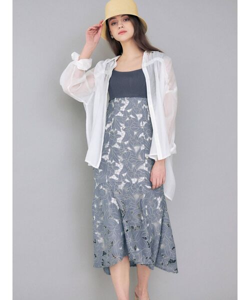 MERCURYDUO（マーキュリーデュオ）の「シアーギャザーシャツ（シャツ/ブラウス・レディース・ブラウン/オフホワイト/ライム・FREE）」の6枚目の写真