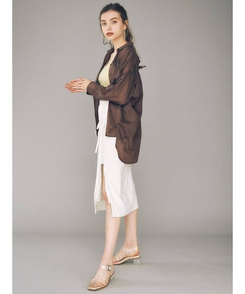 MERCURYDUO（マーキュリーデュオ）の「シアーギャザーシャツ（シャツ/ブラウス・レディース・ブラウン/オフホワイト/ライム・FREE）」の21枚目の写真