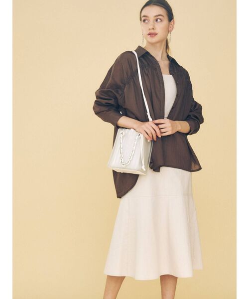 MERCURYDUO（マーキュリーデュオ）の「シアーギャザーシャツ（シャツ/ブラウス・レディース・ブラウン/オフホワイト/ライム・FREE）」の20枚目の写真