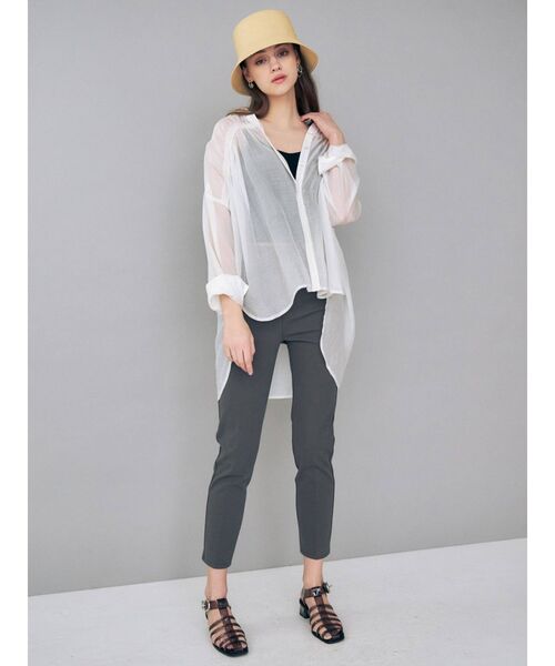 MERCURYDUO（マーキュリーデュオ）の「シアーギャザーシャツ（シャツ/ブラウス・レディース・ブラウン/オフホワイト/ライム・FREE）」の16枚目の写真