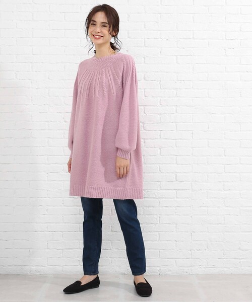 SHOO・LA・RUE(シューラルー)の「◆ふんわり求心編みチュニックワンピース(ニット/セーター・レディース・ピンク系/ライトブルー/オフホワイト/ブラック・00)」の20枚目の写真