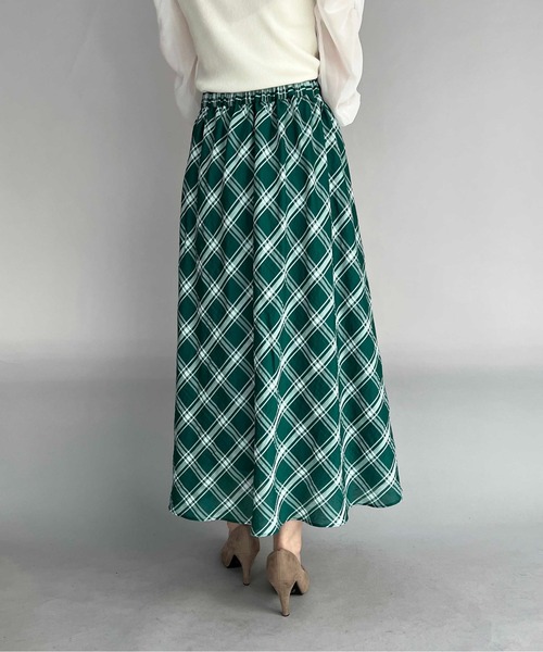 PICCIN（ピッチン）の「チェックフレアスカート（スカート・レディース・ブラック/グリーン・M）」の3枚目の写真
