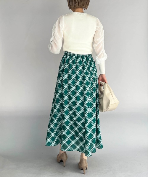 PICCIN（ピッチン）の「チェックフレアスカート（スカート・レディース・ブラック/グリーン・M）」の13枚目の写真