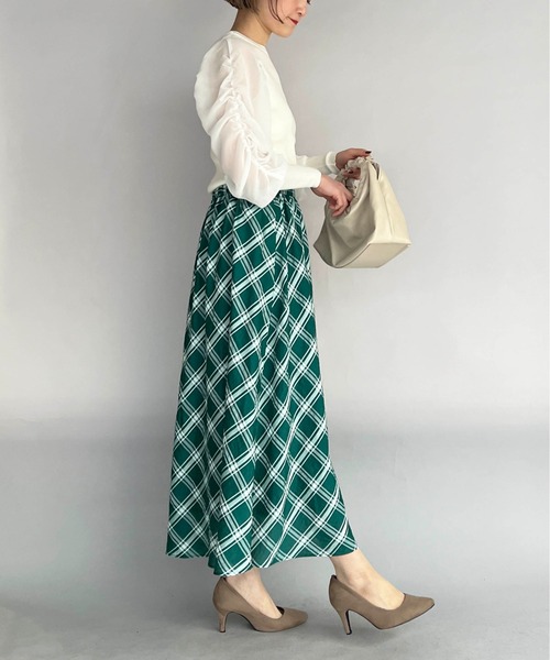 PICCIN（ピッチン）の「チェックフレアスカート（スカート・レディース・ブラック/グリーン・M）」の7枚目の写真