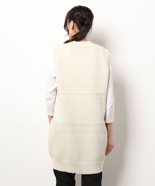 Thomas magpie(トーマスマグパイ)の「【THOMAS MAGPIE】5G ハニーコンビロングベスト(ベスト・レディース・オフホワイト/キャメル・M)」の4枚目の写真