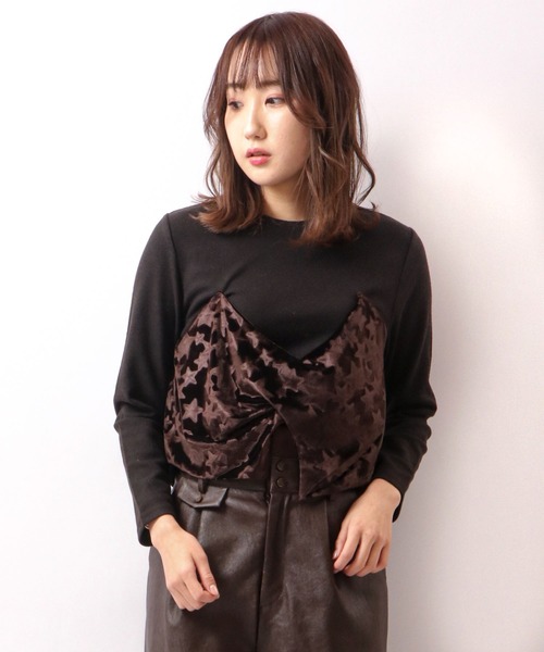 A.N.L(エーエヌエル レーベル)の「A.N.L ビスチェ風カットソー(Tシャツ/カットソー・レディース・ブラウン/グリーン/ボルドー・38)」の2枚目の写真