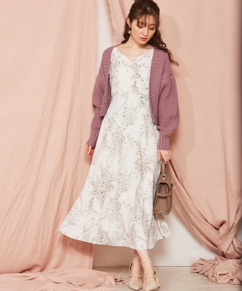 定価21780円【新品】ローズブーケ柄ワンピース セール】 ローズブーケpt.ワンピース （ロング・マキシ丈