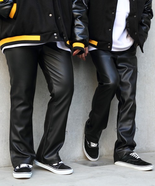 8(eight)(エイト)の「レザータッチフレアパンツ(スラックス・メンズ・ブラック/アイボリー・MEDIUM/LARGE)」の4枚目の写真