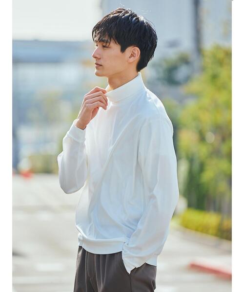 green label relaxing（グリーンレーベルリラクシング）の「クリアポンチ タートルネック カットソー（Tシャツ/カットソー・メンズ・ホワイト/ライム/ブラック・M/XL/S/L）」の2枚目の写真