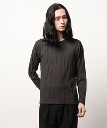 TETE HOMME | フクレジャガード ストライプ クルーネックロングスリーブTシャツ(Tシャツ/カットソー)