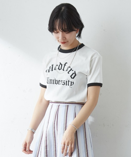 SHENERY（シーナリー）の「College Ringer Tee（Tシャツ/カットソー・レディース・オフホワイト/グレー・FREE）」の5枚目の写真