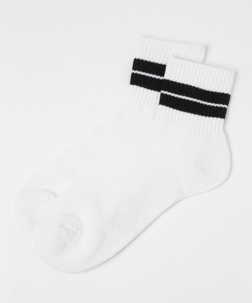 LAKOLE(ラコレ)の「TCボーダーショートソックス / 259907(ソックス/靴下・メンズ・アイボリー/ホワイト/ブラック/レモンイエロー/ライトグリーン/グレー・FREE)」の1枚目の写真