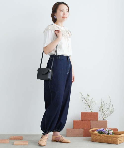 chambre de charme（シャンブルドゥシャーム）の「cdc 36/-天竺 衿レース5分袖Ｔ（Tシャツ/カットソー・レディース・ブラック/ホワイト・FREE）」の9枚目の写真