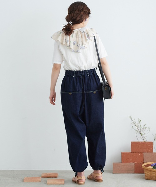 chambre de charme（シャンブルドゥシャーム）の「cdc 36/-天竺 衿レース5分袖Ｔ（Tシャツ/カットソー・レディース・ブラック/ホワイト・FREE）」の10枚目の写真