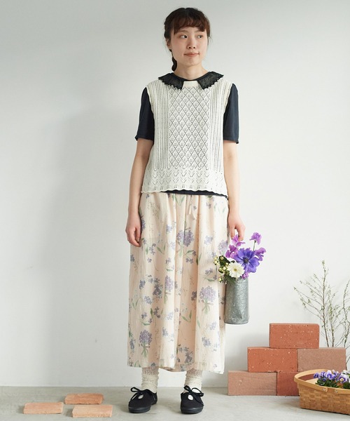 chambre de charme（シャンブルドゥシャーム）の「cdc 36/-天竺 衿レース5分袖Ｔ（Tシャツ/カットソー・レディース・ブラック/ホワイト・FREE）」の13枚目の写真