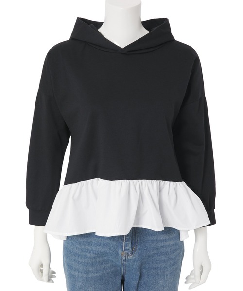 fifth（フィフス）の「異素材ペプラムパーカー（パーカー・レディース・ブラック/グレー・M）」の15枚目の写真