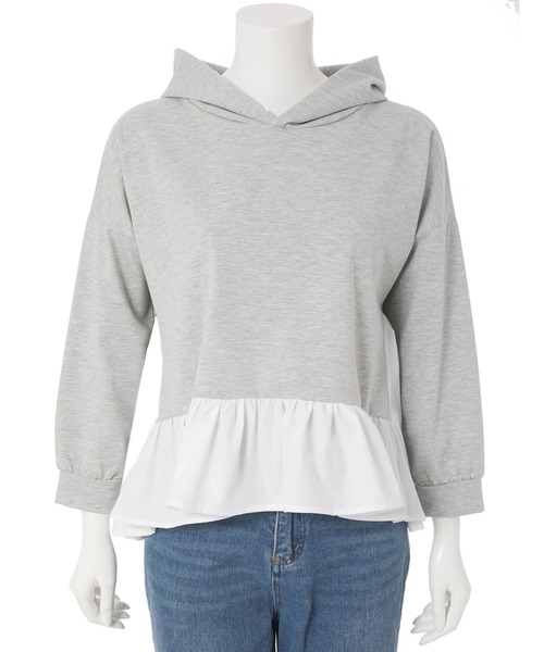 fifth（フィフス）の「異素材ペプラムパーカー（パーカー・レディース・ブラック/グレー・M）」の17枚目の写真