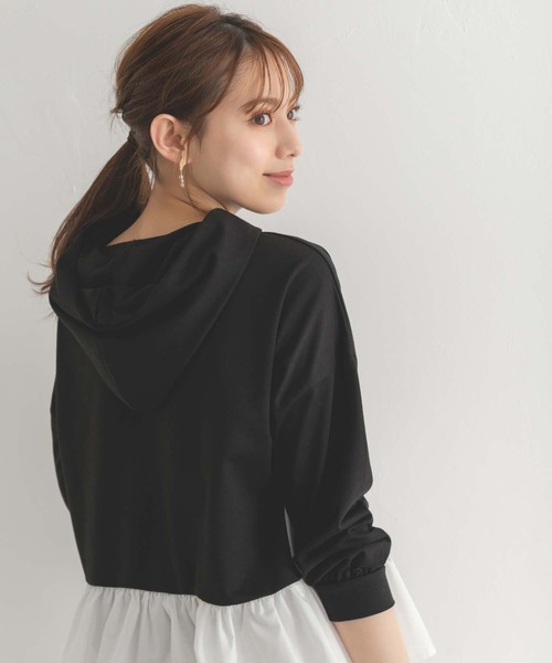 fifth（フィフス）の「異素材ペプラムパーカー（パーカー・レディース・ブラック/グレー・M）」の6枚目の写真