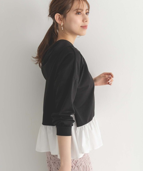 fifth（フィフス）の「異素材ペプラムパーカー（パーカー・レディース・ブラック/グレー・M）」の8枚目の写真