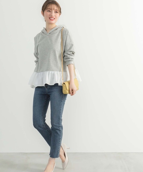 fifth（フィフス）の「異素材ペプラムパーカー（パーカー・レディース・ブラック/グレー・M）」の9枚目の写真