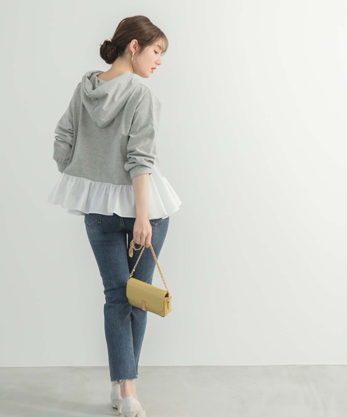 fifth（フィフス）の「異素材ペプラムパーカー（パーカー・レディース・ブラック/グレー・M）」の13枚目の写真