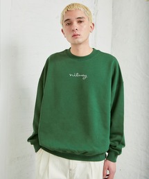 NILWAY | ファインコットン裏毛nilway筆記ロゴ刺繍ビッグクルー(スウェット)