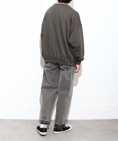 NILWAY（ニルウェイ）の「ファインコットン裏毛nilway筆記ロゴ刺繍ビッグクルー（スウェット・メンズ・ブラック/オフホワイト/グリーン/チャコール・MEDIUM/LARGE）」の13枚目の写真