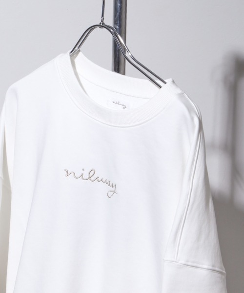 NILWAY（ニルウェイ）の「ファインコットン裏毛nilway筆記ロゴ刺繍ビッグクルー（スウェット・メンズ・ブラック/オフホワイト/グリーン/チャコール・MEDIUM/LARGE）」の14枚目の写真