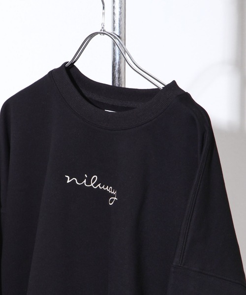 NILWAY（ニルウェイ）の「ファインコットン裏毛nilway筆記ロゴ刺繍ビッグクルー（スウェット・メンズ・ブラック/オフホワイト/グリーン/チャコール・MEDIUM/LARGE）」の15枚目の写真