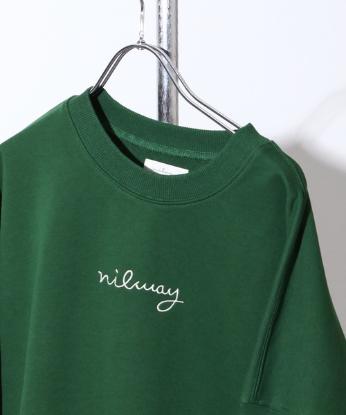 NILWAY（ニルウェイ）の「ファインコットン裏毛nilway筆記ロゴ刺繍ビッグクルー（スウェット・メンズ・ブラック/オフホワイト/グリーン/チャコール・MEDIUM/LARGE）」の17枚目の写真