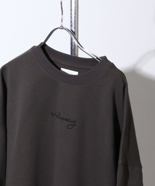 NILWAY（ニルウェイ）の「ファインコットン裏毛nilway筆記ロゴ刺繍ビッグクルー（スウェット・メンズ・ブラック/オフホワイト/グリーン/チャコール・MEDIUM/LARGE）」の16枚目の写真