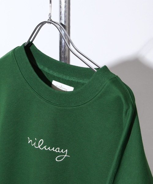NILWAY（ニルウェイ）の「ファインコットン裏毛nilway筆記ロゴ刺繍ビッグクルー（スウェット・メンズ・ブラック/オフホワイト/グリーン/チャコール・MEDIUM/LARGE）」の18枚目の写真