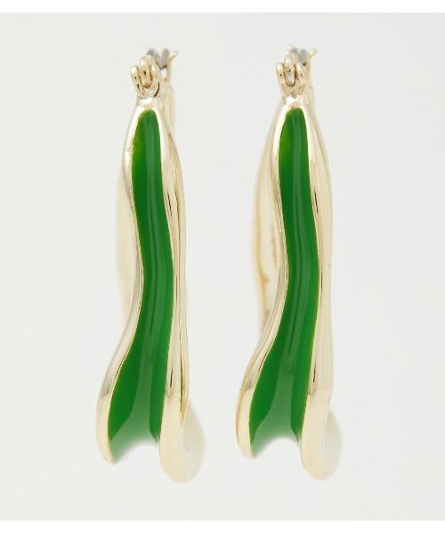 AZUL by moussy（アズールバイマウジー）の「UNEVEN COLOR HOOP EARRINGS/アンイーブンカラーフープイヤリング（ピアス（両耳用）・レディース・ブラック/オフホワイト/グリーン・FREE）」の11枚目の写真