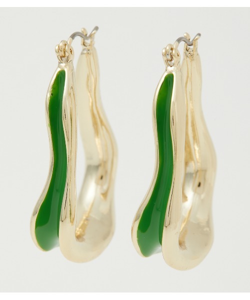 AZUL by moussy（アズールバイマウジー）の「UNEVEN COLOR HOOP EARRINGS/アンイーブンカラーフープイヤリング（ピアス（両耳用）・レディース・ブラック/オフホワイト/グリーン・FREE）」の12枚目の写真