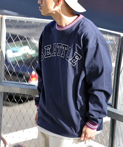 BACK NUMBER（バックナンバー）の「【BACK NUMBER】リブラインロンＴ（Tシャツ/カットソー・メンズ・ライトグレー/ネイビー・L/M/S/XL）」の9枚目の写真