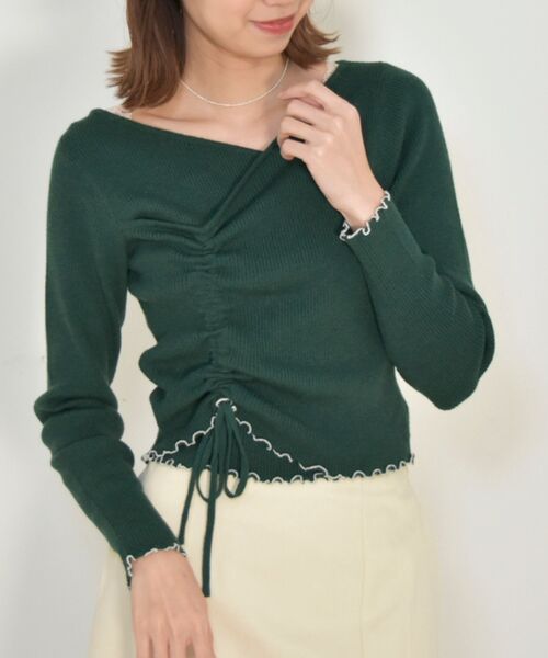 MAJESTIC LEGON(マジェスティックレゴン)の「オトナカシュクールニット(ニット/セーター・レディース・ブラック/ライトグリーン/アイボリー・MEDIUM)」の1枚目の写真