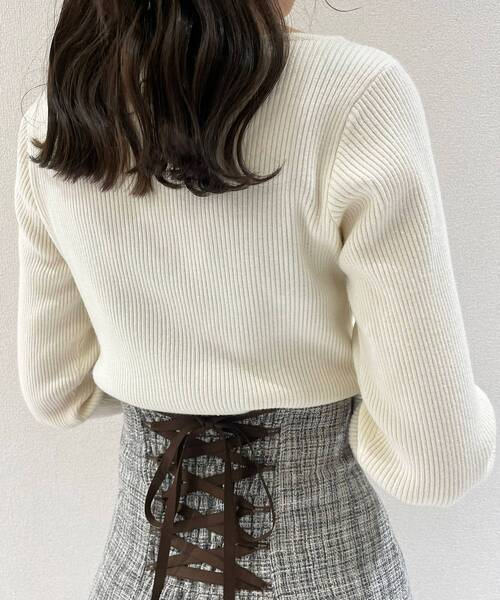 MAJESTIC LEGON(マジェスティックレゴン)の「オトナカシュクールニット(ニット/セーター・レディース・ブラック/ライトグリーン/アイボリー・MEDIUM)」の12枚目の写真