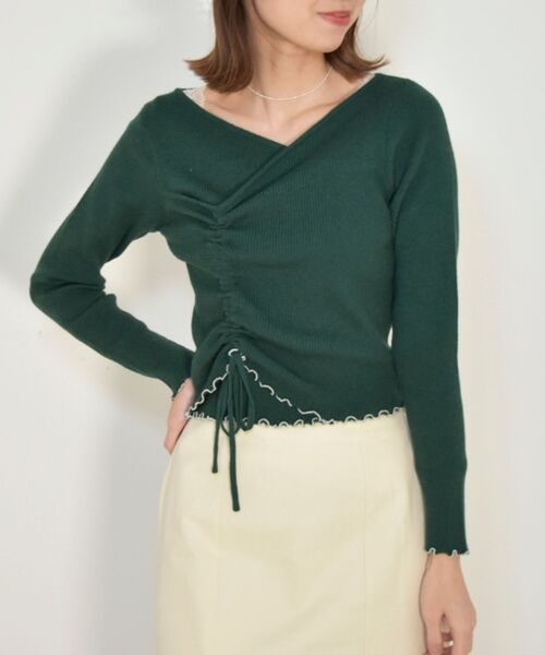 MAJESTIC LEGON(マジェスティックレゴン)の「オトナカシュクールニット(ニット/セーター・レディース・ブラック/ライトグリーン/アイボリー・MEDIUM)」の15枚目の写真