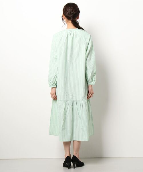 ehka sopo（エヘカソポ）の「裾ギャザーストライプワンピース（ワンピース・レディース・パープル/イエロー/グリーン・ﾌﾘ-）」の5枚目の写真