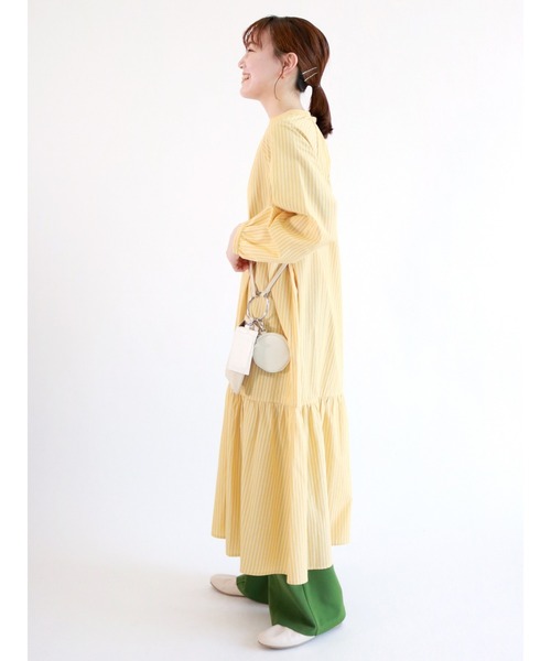 ehka sopo（エヘカソポ）の「裾ギャザーストライプワンピース（ワンピース・レディース・パープル/イエロー/グリーン・ﾌﾘ-）」の13枚目の写真
