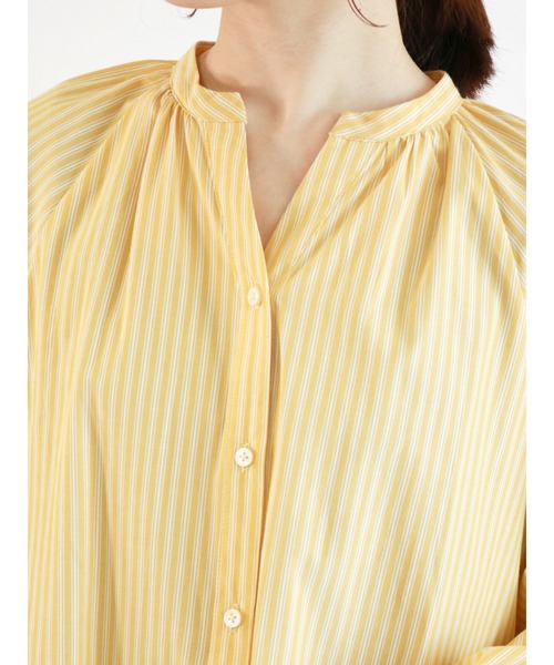 ehka sopo（エヘカソポ）の「裾ギャザーストライプワンピース（ワンピース・レディース・パープル/イエロー/グリーン・ﾌﾘ-）」の15枚目の写真