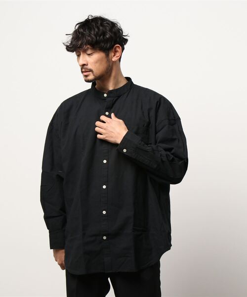おしゃれスタ(オシャレスタ)の「綿麻ストレッチバンドカラーシャツ(IR) オーバーサイズ メンズ レディース(シャツ/ブラウス・メンズ・ホワイト/ブラック/ネイビー/カーキ/モカ・L/M/XL)」の20枚目の写真